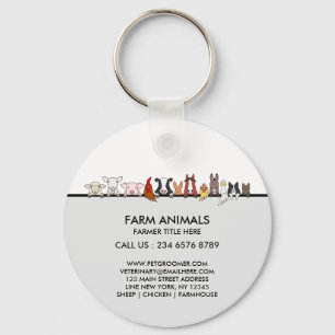 Farm Animals Sheep Chicken Cow brand gift Key Ring