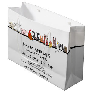 Farm Animals Sheep Chicken Cow marketing Large Gift Bag