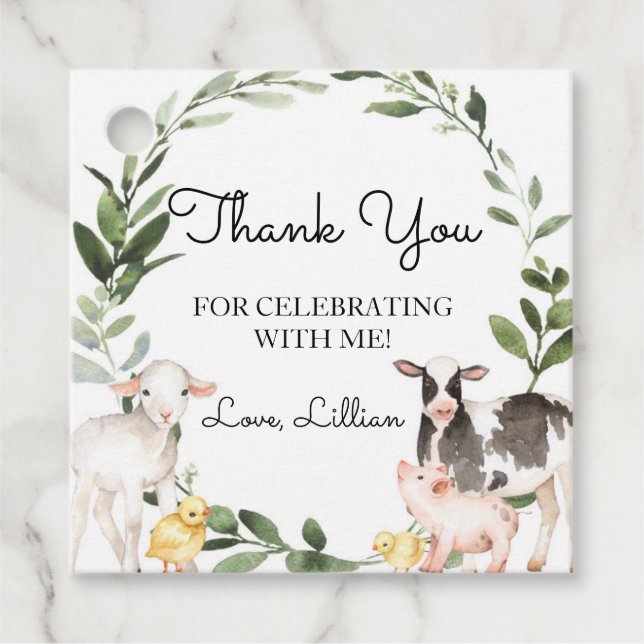 Farm Animals Thank You Tag (Front)