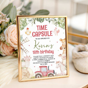 Farm Animals Time Capsule Table Sign