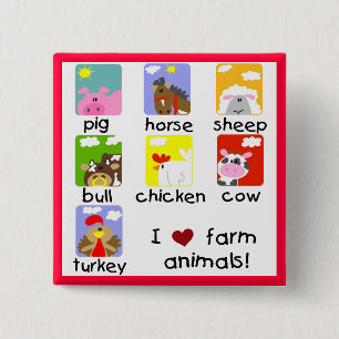 Farm Animals Tshirts and Gifts 15 Cm Square Badge