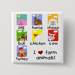 Farm Animals Tshirts and Gifts 15 Cm Square Badge