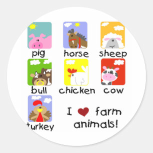 Farm Animals Tshirts and Gifts Classic Round Sticker