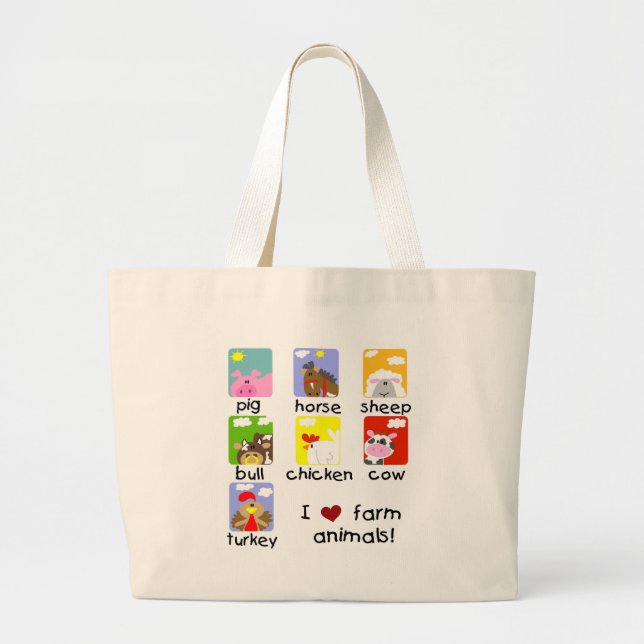 Farm Animals Tshirts and Gifts Large Tote Bag (Front)