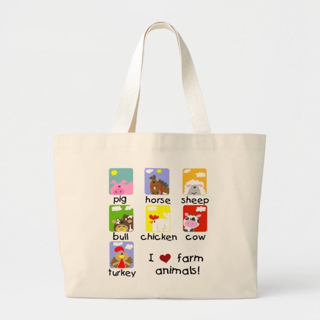 Farm Animals Tshirts and Gifts Large Tote Bag (Front)