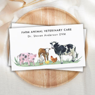 Farm Animals Veterinarian Cow Pig Chicken QR Code Business Card