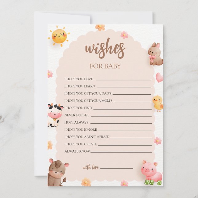 Farm Animals Wishes for Baby Game Card  (Front)