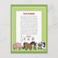 Farm Animals Word Search