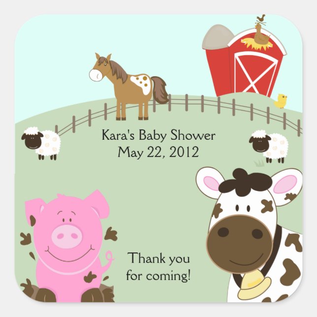 FARM BABIES Barnyard SQUARE Favour Sticker (Front)