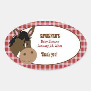 Farm Babies Horse Custom Oval Favour Stickers