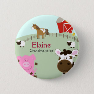 Farm Babies NAME TAG Personalised Button