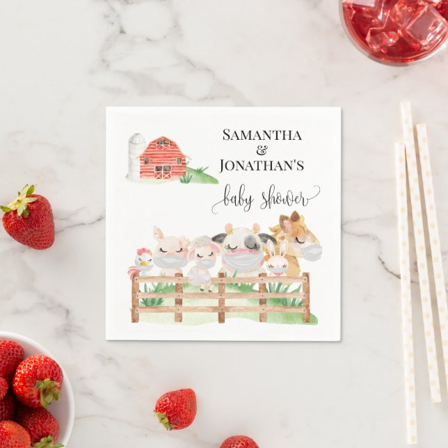 Farm baby animals Baby Shower Napkin (Insitu)