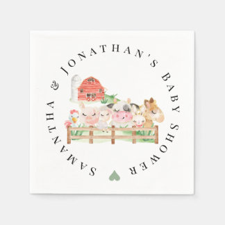 Farm Baby Animals Baby Shower Napkin