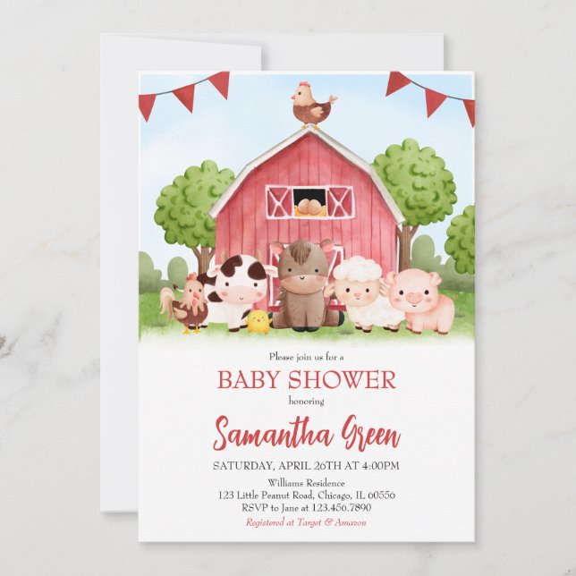  Farm Baby Shower Invitation (Front)