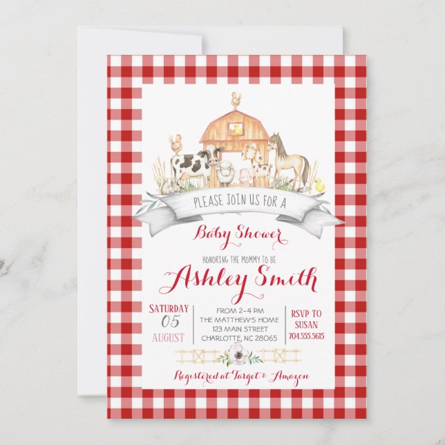 farm baby shower invitation (Front)