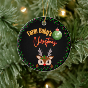Farm Baby's First Christmas Ornament