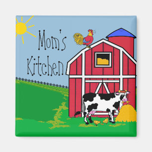Farm Barn Rooster-Mum's Kitchen Magnet