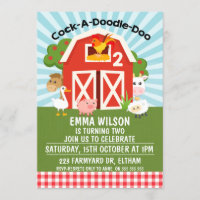 Farm Barnyard Animals 2nd Birthday Invitation