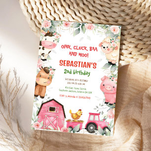Farm Barnyard Animals Birthday Party Invitation