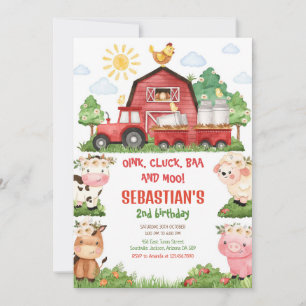 Farm Barnyard Animals Birthday Party Invitation