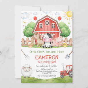 Farm Barnyard Animals Kids Birthday Invitation