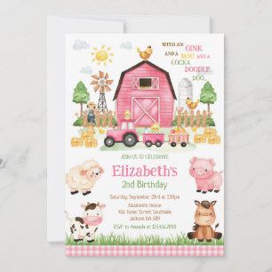 Farm Barnyard Animals Kids Birthday Invitation