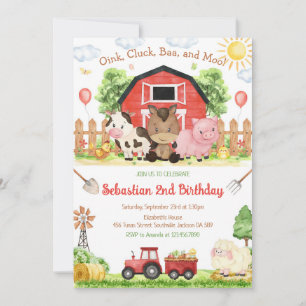 Farm Barnyard Animals Kids Birthday Invitation
