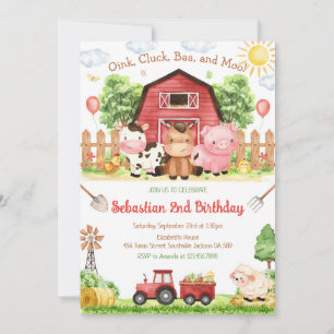 Farm Barnyard Animals Kids Birthday Invitation