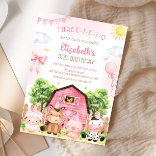 Farm Barnyard Animals Kids Birthday Invitation