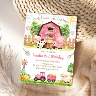 Farm Barnyard Animals Kids Birthday Invitation