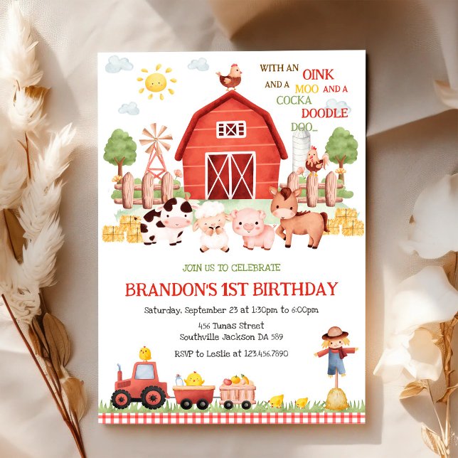 Farm Barnyard Animals Kids Birthday Invitation (Creator Uploaded)