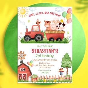 Farm Barnyard Animals Kids Birthday Invitation