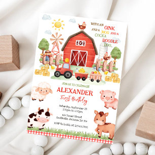 Farm Barnyard Animals Kids Birthday Invitation