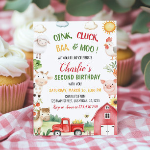 Farm Barnyard Animals Kids Birthday Invitation