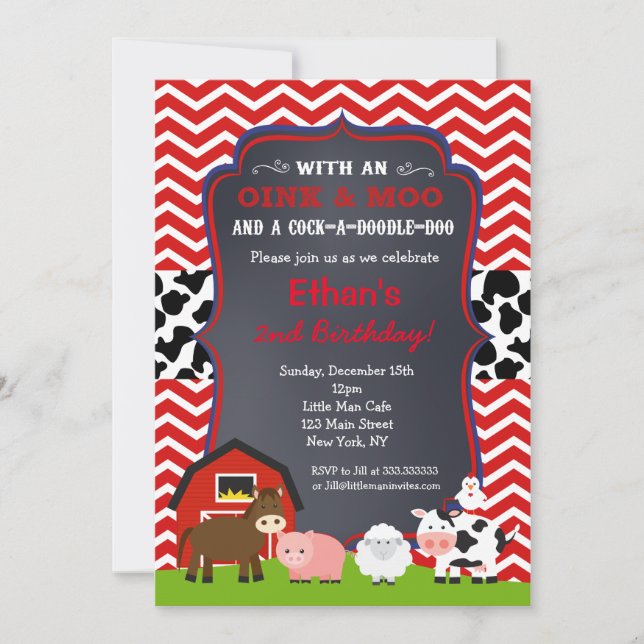 Farm Barnyard Birthday Party Invitations (Front)