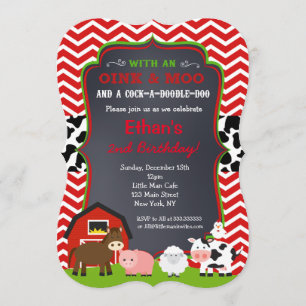 Farm Barnyard Birthday Party Invitations