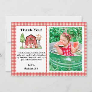 Farm/ Barnyard Birthday Thank You Card with Photo