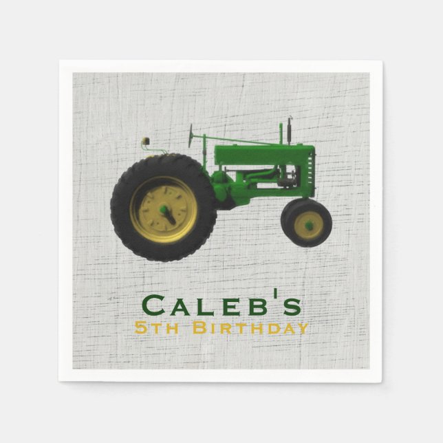 Farm Barnyard Tractor Birthday Party Favour Custom Napkin (Front)