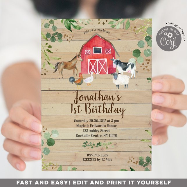 Farm Birthday Barnyard Party Invitation (Creator Uploaded)