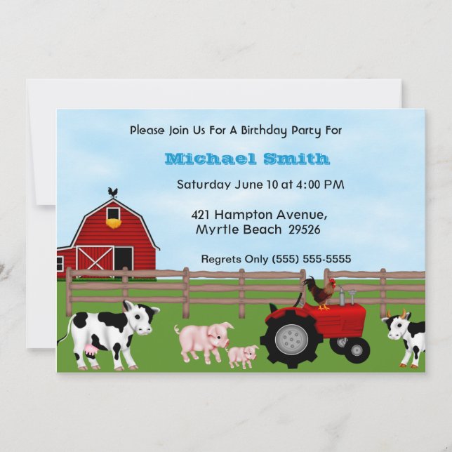 Farm Birthday Invitation (Front)