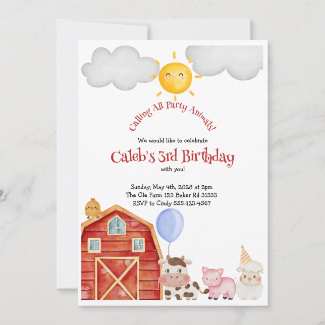 Farm Birthday Invitation (Front)