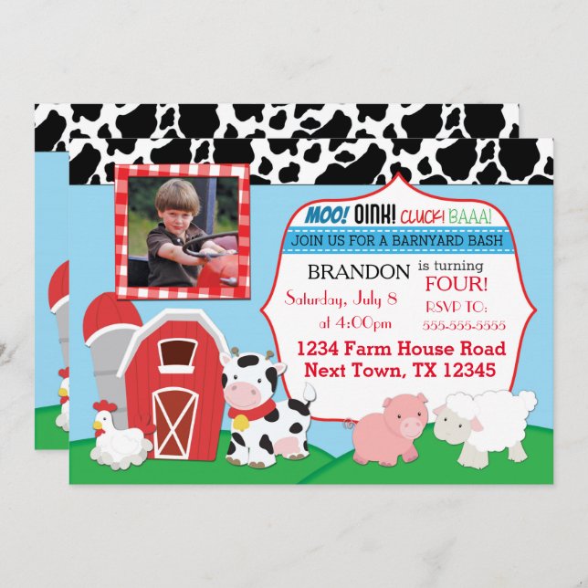 Farm Birthday Invitation (Front/Back)