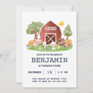 Farm Birthday Invitation, Barn Animals Invitation
