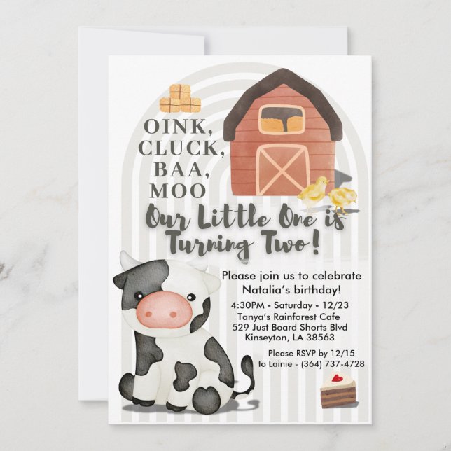 Farm Birthday Invitation | Barnyard Animal Party I (Front)
