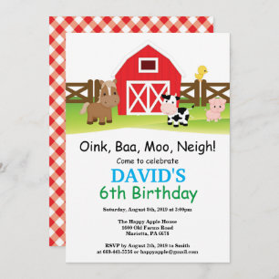 Farm Birthday Invitation Barnyard Party