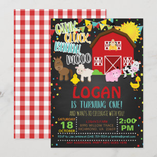 Farm Birthday Invitation - Blk