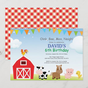 Farm Birthday Invitation Country Barnyard Party