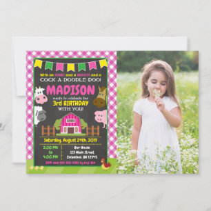 Farm Birthday Invitation / Girl Barnyard Party