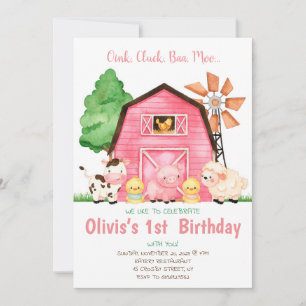 Farm Birthday Invitation girl farm barnyard party