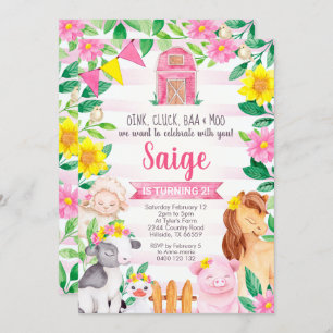 Farm Birthday Invitation Girl Farm Invitation